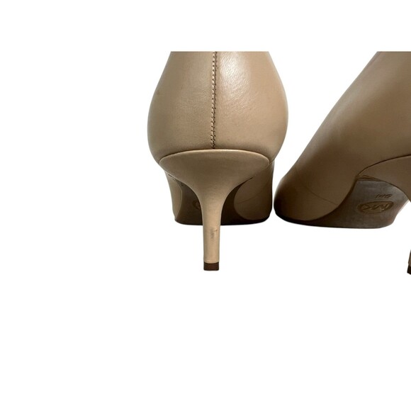 Michael Kors Neutral Beige Leather Pointed Kitten Heel Pumps Size 8 Party Office - Picture 6 of 16